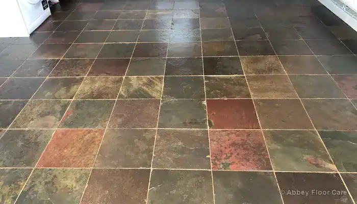 Clean and restored natural slate tile flooring in a West Dunbartonshire home