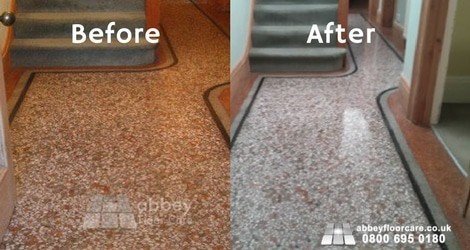 Terrazzo polishing Northampton before and after
