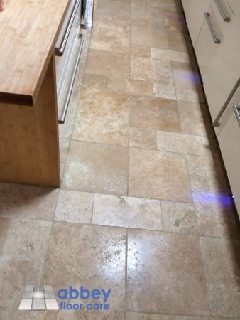 Restored Menheniot travertine floor with an even natural mid-sheen finish