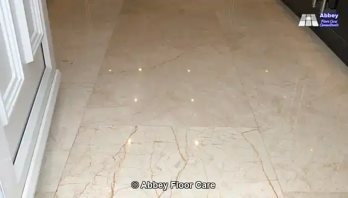 Restored marble floor showing renewed shine and colour clarity