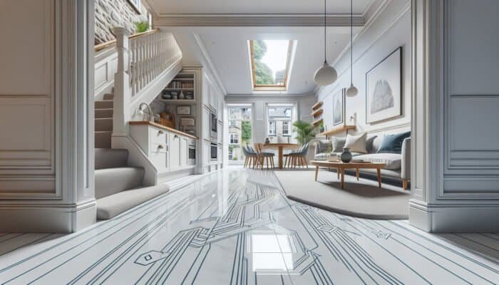 Pristine porcelain floor in Edinburgh home, durable against high traffic, no scratches, dents, or stains.
