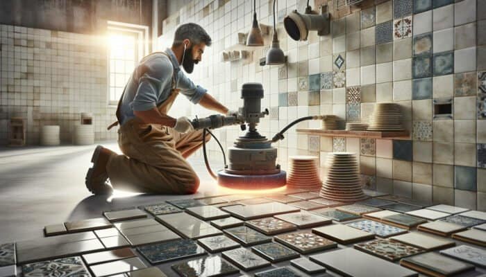 A tile floor can look dramatically better after residue removal and grout improvement, without any ceramic 'polishing' or refinishing.