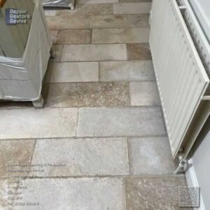 Limestone floor in Stirling after polishing and sealing
