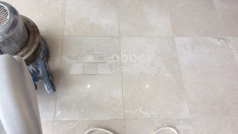Marble surface after honing, ready for polishing