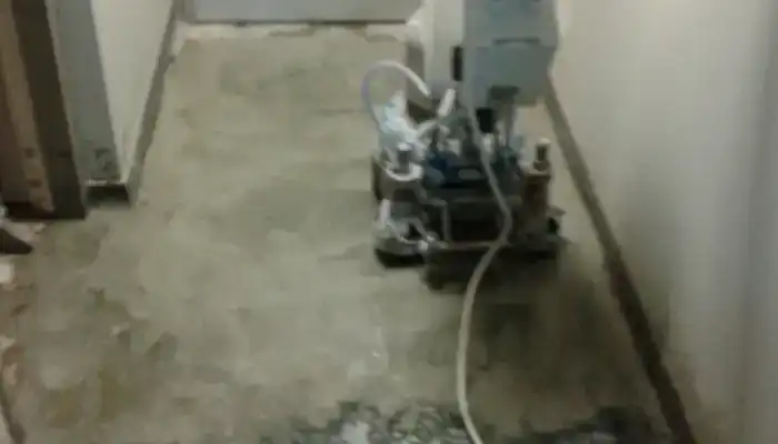 Mechanical grinding being carried out on a terrazzo floor